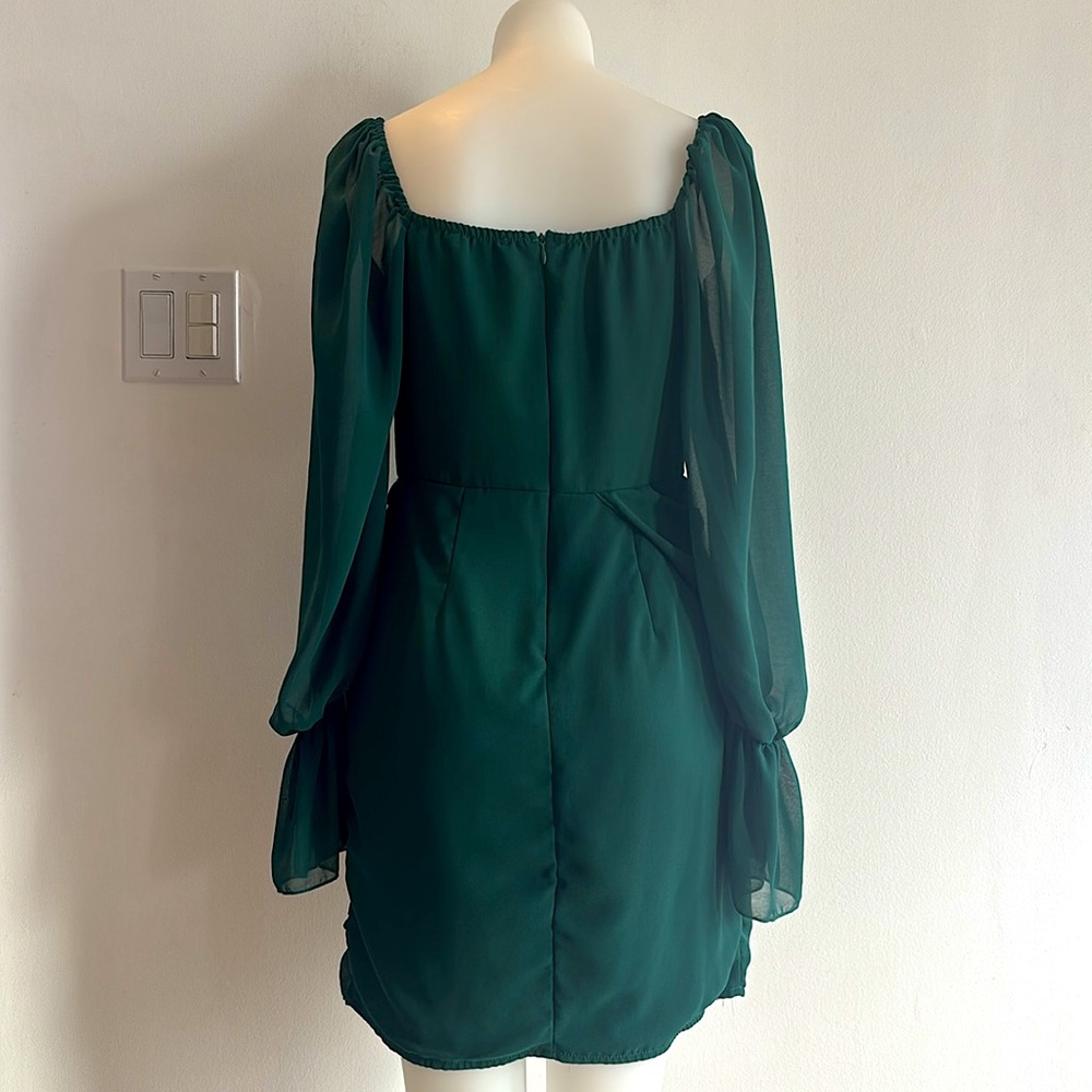 NWOT Elegant Semi Sheer Emerald Dress - Picture 9 of 9